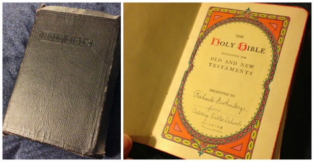 Grandpa's "Holman Bible," a gift from Calvary Bible School on October 13, 1929.